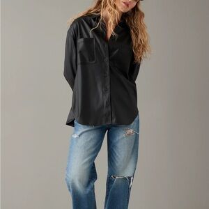 NWT American Eagle Vegan Leather Oversized Women’s Shacket in Black